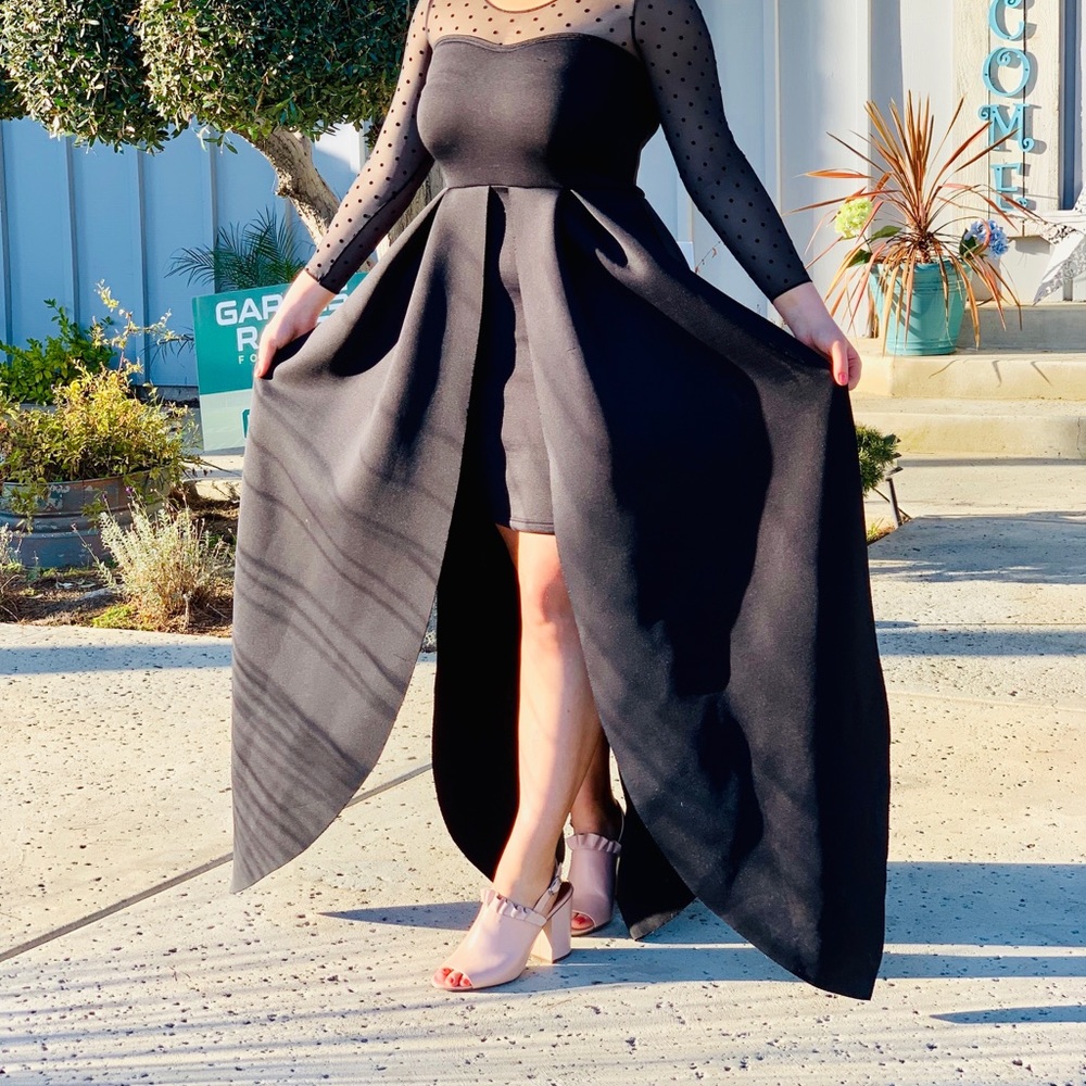 Black Scuba Petal dress